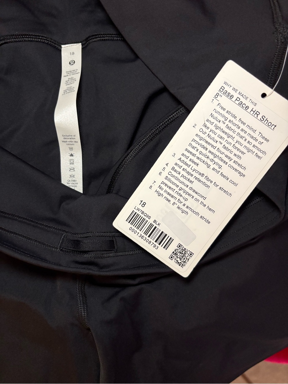 NWT Lululemon Base Pace HR 8” Bike Shorts Black Size 18 Fast & Free Running - Picture 3 of 6